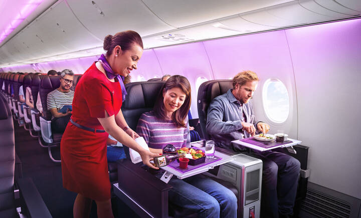Passengers travelling in Business Class cabin on Virgin Australia flight